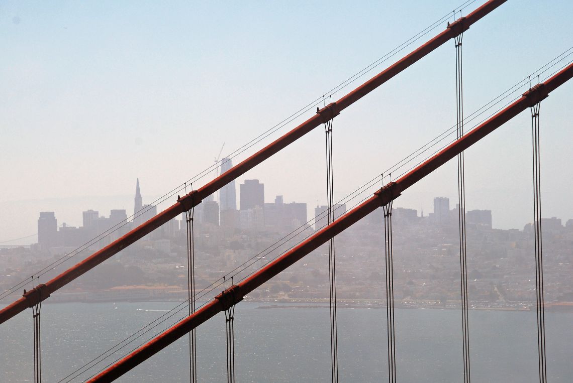 Golden Gate - Mirador de Spencer Battery con San Francisco al fondo.