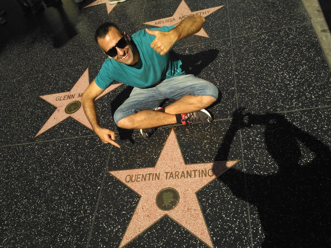 La estrella de Quentin Tarantino en el paseo de la fama de Hollywood. Los Angeles, California.