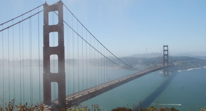 San Francisco - Golden Gate desde Spencer Battery con un poco de niebla, muy frecuente en este lugar.